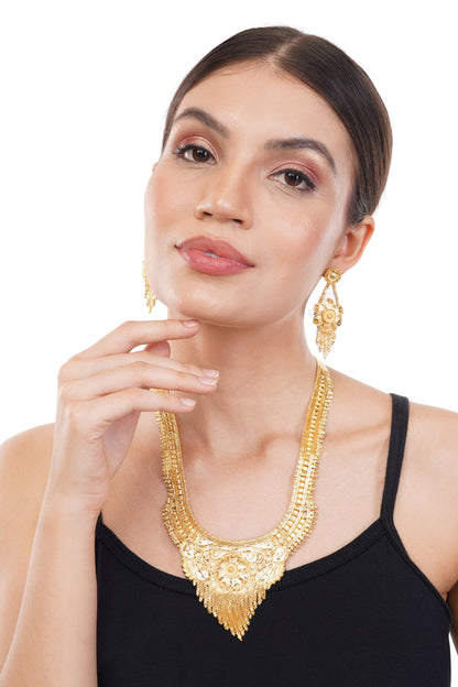 Traditional Indian 1Gm Gold Rani Haar Necklace and Earring Set