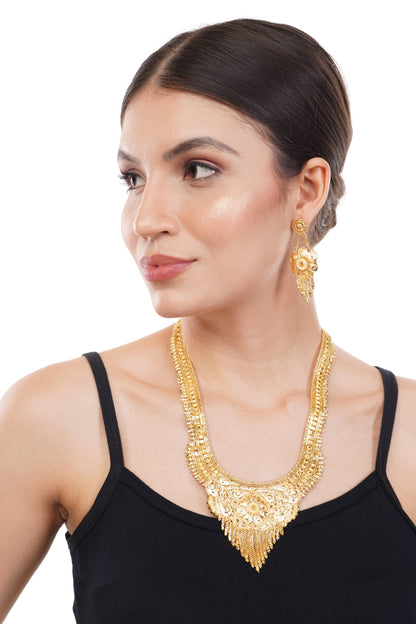 Traditional Indian 1Gm Gold Rani Haar Necklace and Earring Set