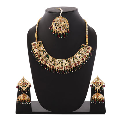 Ethnic and Party Wear 1Gm Gold Plated Necklace and Earring Set