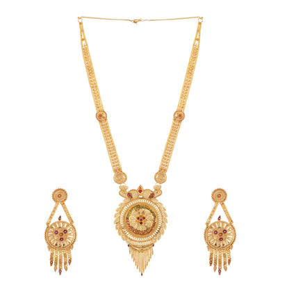 1Gm Gold Rani Haar Necklace and Earring Set with Cubic Zirconia