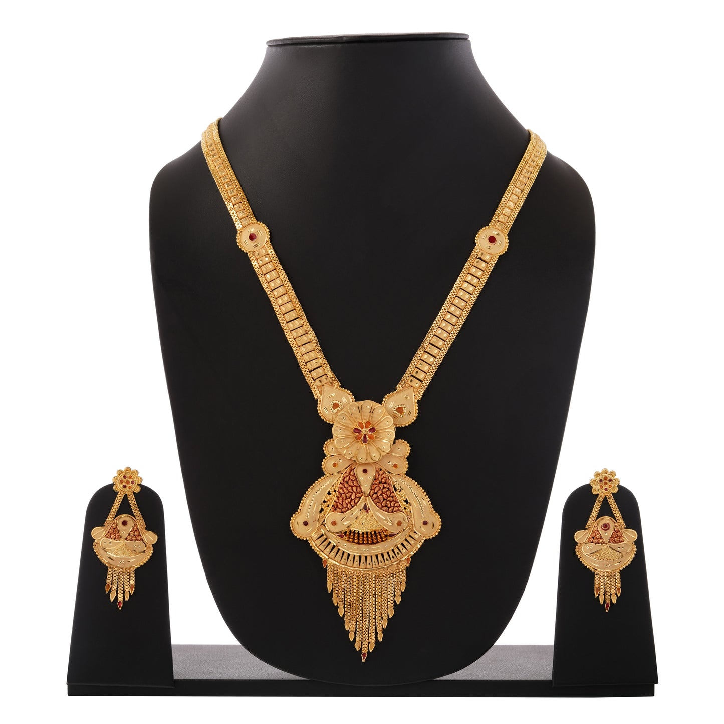 Traditional Indian 1Gm Gold Rani Haar Necklace and Earring Set