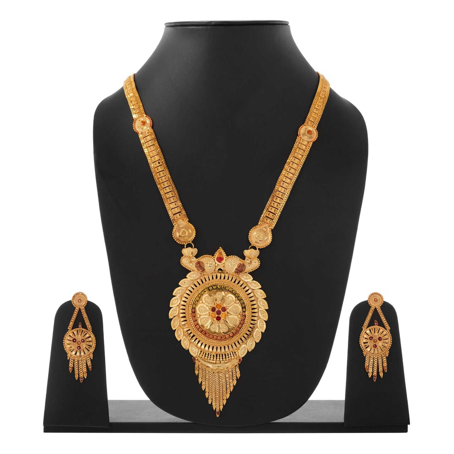 1Gm Gold Rani Haar Necklace and Earring Set with Cubic Zirconia