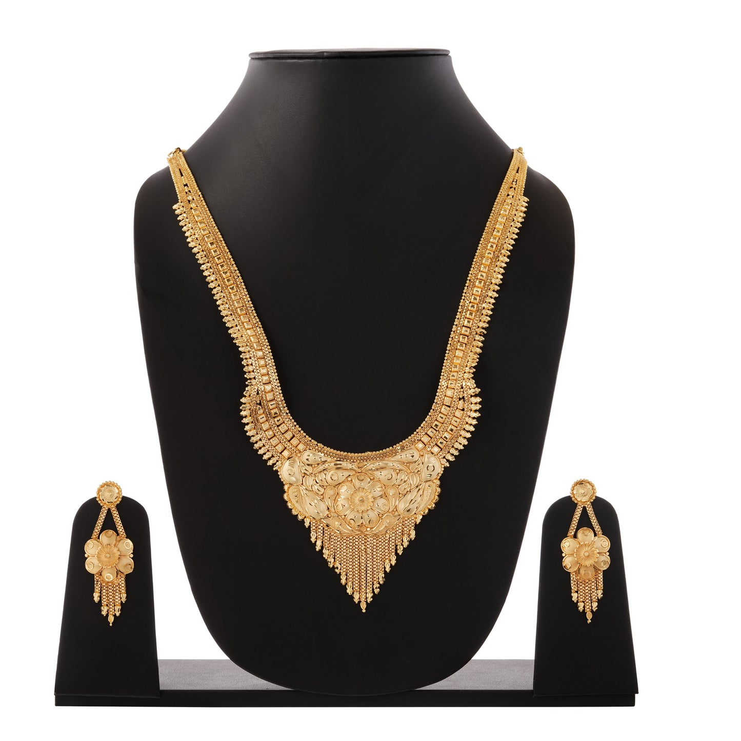 Traditional Indian 1Gm Gold Rani Haar Necklace and Earring Set