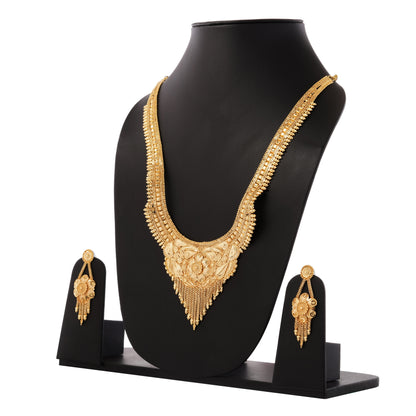 Traditional Indian 1Gm Gold Rani Haar Necklace and Earring Set