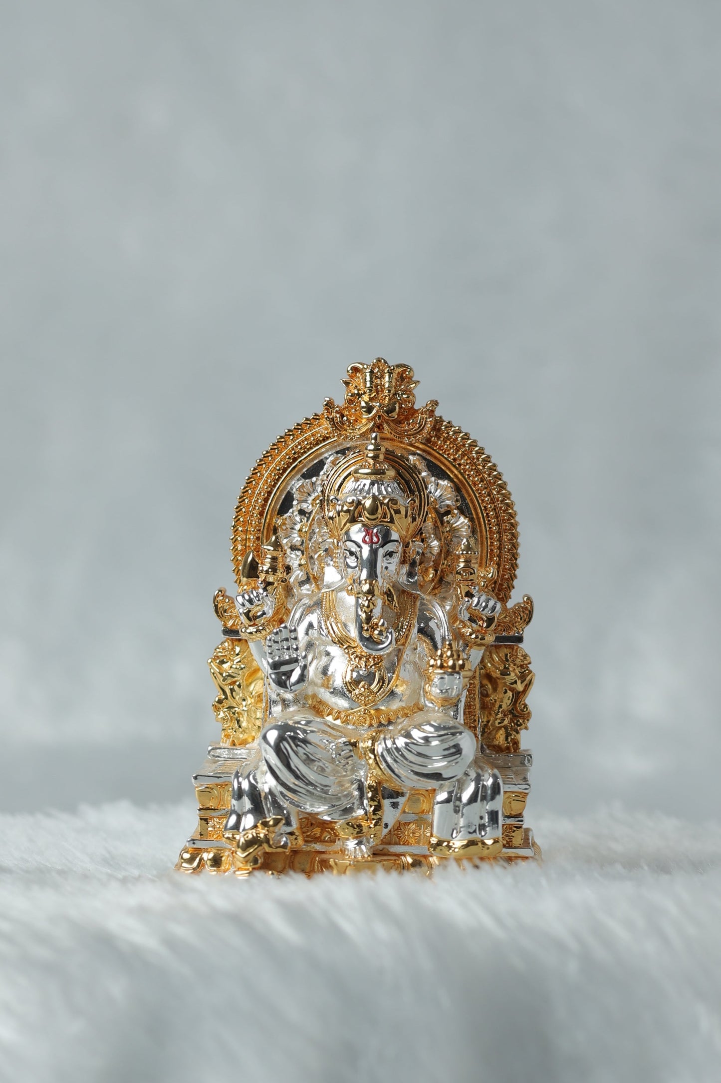 Gold and Silver Plated Matte Finish Ganesh Ji Idol